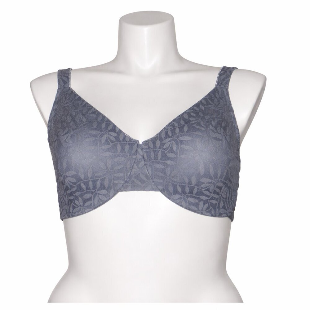 OLGA Gray Lace Sheer Leaves Underwire Minimizer Bra Size 42DD